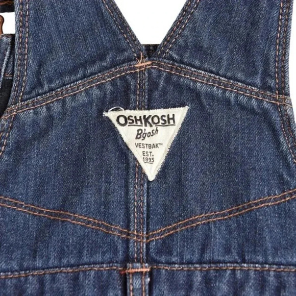 Oshkosh B'Gosh Overalls Girls Denim Red Polka Dot‎ Fleece Lined Bow  Vestbak 18M - Picture 9 of 9